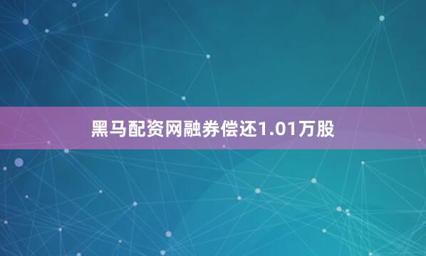 黑马配资网融券偿还1.01万股